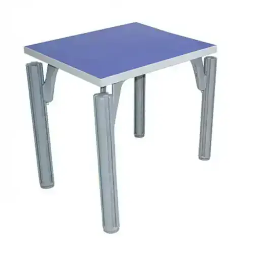 Square Blue Classroom Table / Sturdy Grey Leg Design / Easy to Clean Surface