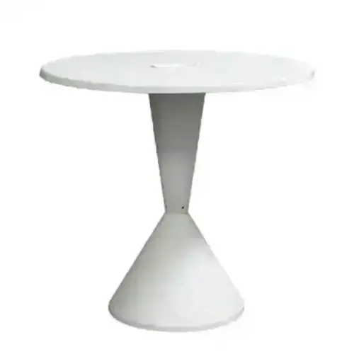 Futuristic Cone Base Table / Modernist White Café Stand / Sleek Dining Table