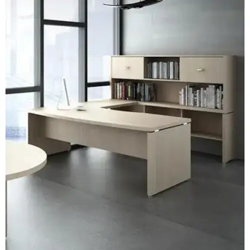 Single Pedestal Director's Desk / Integrated Shelving Unit / Urban Office Design