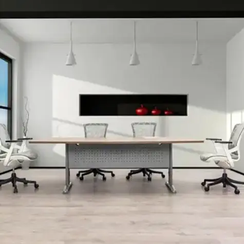 Extended Boardroom Table / Circular Conference Desk / Modular Meeting Surface