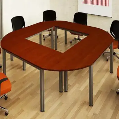 Long Gray Conference Table / Sleek Meeting Desk / Professional Boardroom Meeting Table