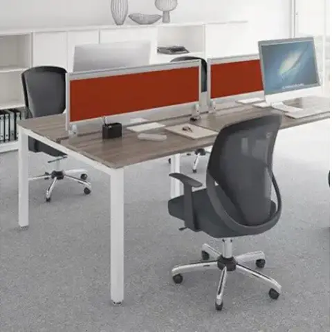 White Modular Desk / Desk With Privacy Panel / Compact Office Set-Up