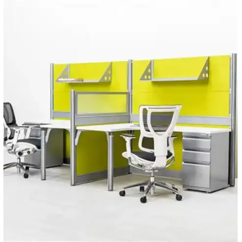 White Modular Desk / Desk With Privacy Panel / Compact Office Set-Up