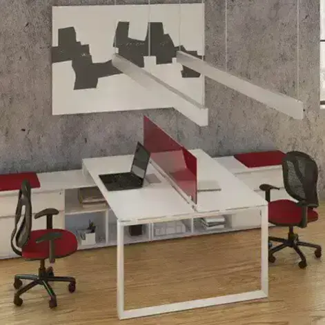 White Modular Desk / Desk With Privacy Panel / Compact Office Set-Up