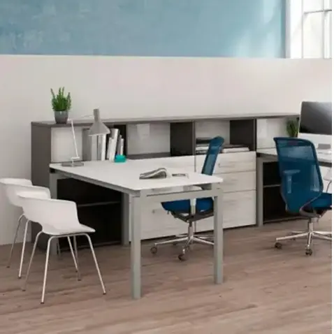 White Modular Desk / Desk With Privacy Panel / Compact Office Set-Up