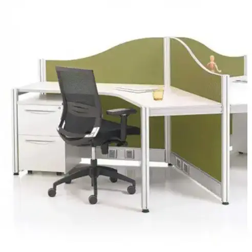 White Modular Desk / Desk With Privacy Panel / Compact Office Set-Up