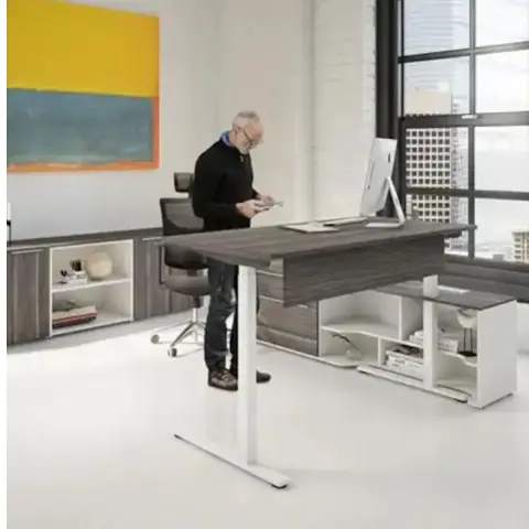 Live-Edge Wood Desk / Concrete Color Executive Table / Industrial Design Workstation