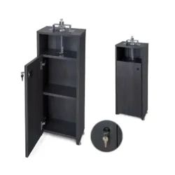 Lockable Gel Dispenser Cabinet / Secure Sanitizer Station / Black Finish Hygiene Stand