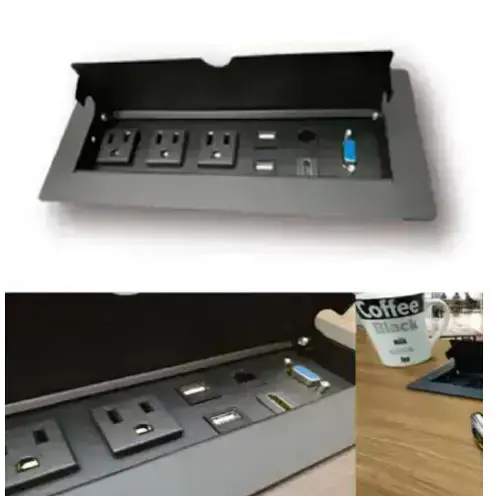 Flip-Top Power Module / In-Desk Charging Station / Hidden Electrical Access