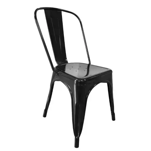 Classic Black Metal Chair / Industrial Style Guest Seating / Durable Steel Frame