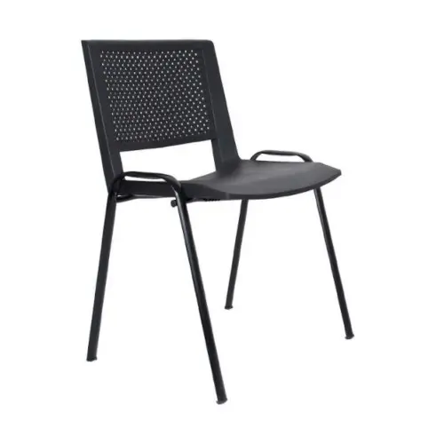 Classic Black Metal Chair / Industrial Style Guest Seating / Durable Steel Frame