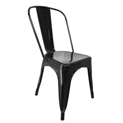 Classic Black Metal Chair / Industrial Style Guest Seating / Durable Steel Frame