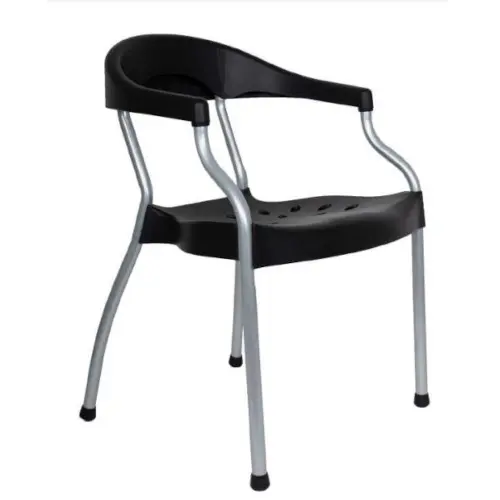 Classic Black Metal Chair / Industrial Style Guest Seating / Durable Steel Frame