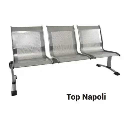 Metallic Waiting Bench / Indoor Airport Seating / Durable Public Bench