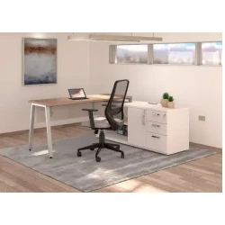 Comfortable & Functional Modern Desk / Casual Workstation with Cabinet / Simplistic Design Table