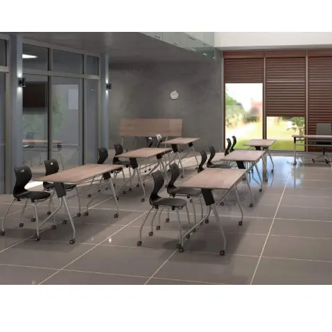 Executive Boardroom Table / Dark-Toned Conference Desk / Professional Meeting Table