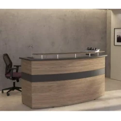 Curved Reception Counter / Stylish Hospitality Desk / Corporate Welcome Station