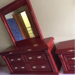 Classic Vanity Set / Mahogany Dresser Mirror / Traditional Bedroom Furniture
