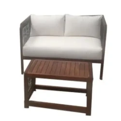 Maya Love Chair / Tzalam Wood & Nylon Weave / Cozy Two-Seater Chair