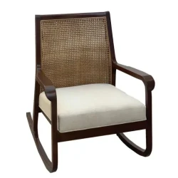 Classic Rocking Chair / Alamo Wood & Woven Rattan / Indoor Veronaa Comfort Seat