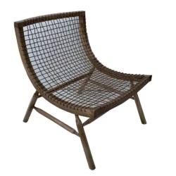 Woven Lounge Chair / Unique Wood Curvature & Rattan Chair  / Balcony Seat