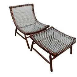 Vela Garden Chair Set / Curved Seat With Ottoman / Outdoor Sun Lounger