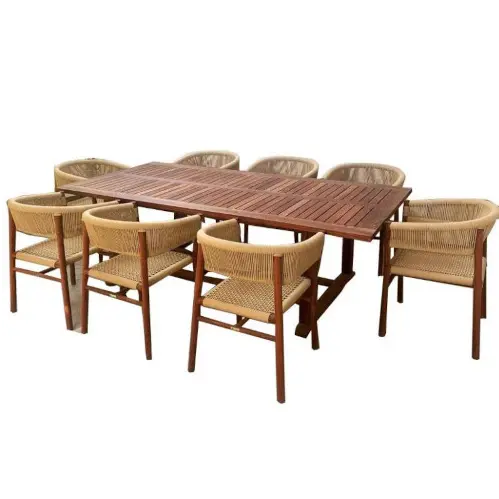 Wicker High-Back Chair Set / Outdoor Dinner Set / Garden Dining Table Set