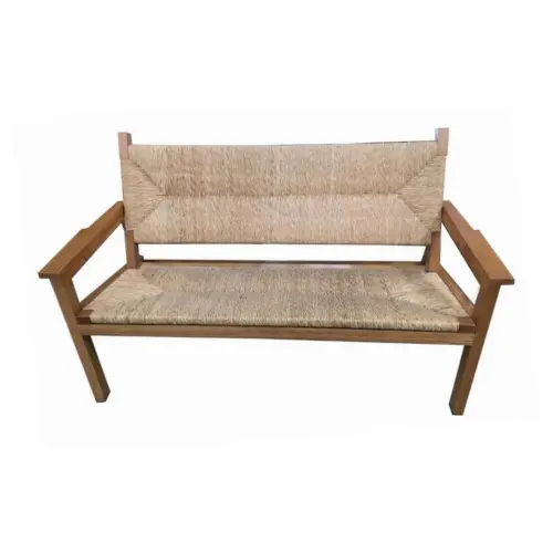 Dark Wood Weave Bench / Refined Entryway Piece / Stylish Foyer Seating
