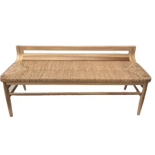 Dark Wood Weave Bench / Refined Entryway Piece / Stylish Foyer Seating