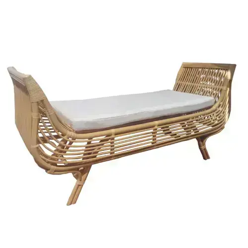 Curved Cane Settee / Bohemian Lounge Decor / Relaxed Sunroom Furniture