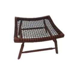 Cane Webbing Footrest / Rich Mahogany Tone Ottoman / Traditional Decor Footrest