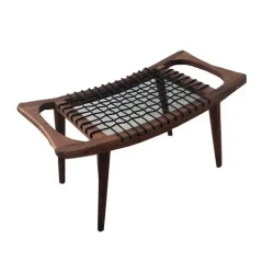 Lattice Ottoman Bench / Dark Wood Elegant Design / Stylish Resting Piece