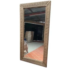 Rattan Framed Mirror / Full-Length Dressing Accessory / Natural Style Decor