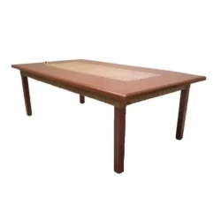 Rattan-Woven Long Table / Sleek Durable Furniture / Handmade Wooden Design Table