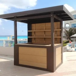 Wood-Grain Finish Booths / Multi-Use Plastic Timber Kiosks / Rustic Plastic Wood Kiosks