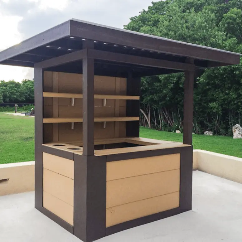 Wood-Grain Finish Booths / Multi-Use Plastic Timber Kiosks / Rustic Plastic Wood Kiosks