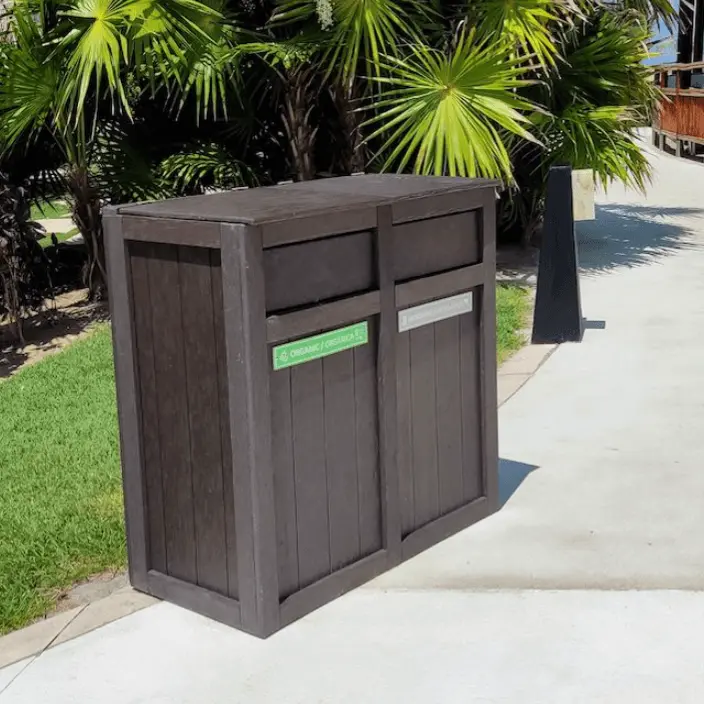 Sustainable Garbage Cans / Wooden-Look Recycling Bins / Customizable Eco Plastic Trash Cans