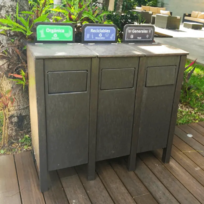 Sustainable Garbage Cans / Wooden-Look Recycling Bins / Customizable Eco Plastic Trash Cans