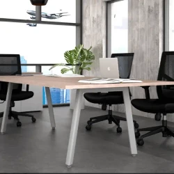 Board Office Director Table / Alpha Chrome Series White Station / Compact Conference Table