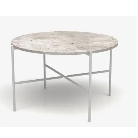 Stone-Texture Round Table / Modern Industrial Dining Table / Concrete Finish Centerpiece