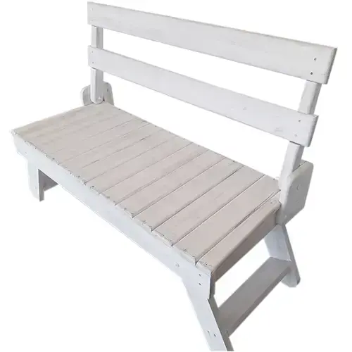 Retractable Outdoor Bench / Sleek White Design / Contemporary Garden Choice