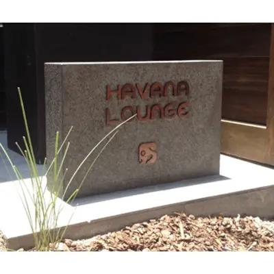 Custom-Made Stone Signage / Elegant Engraved Letters / Durable Exterior Display