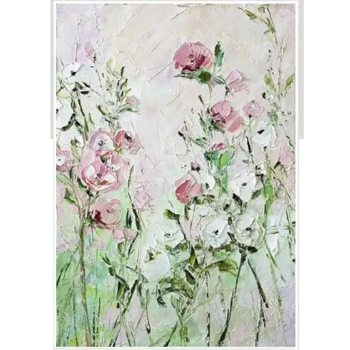 Vivid Floral Oil Painting / Rich Textured Blooms / Elegant Lounge Artwork