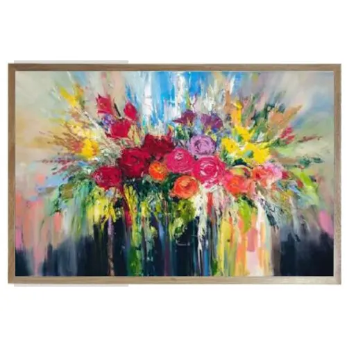 Vivid Floral Oil Painting / Rich Textured Blooms / Elegant Lounge Artwork