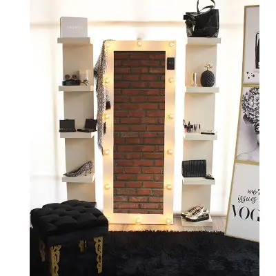 Glam Shoe Wardrobe / Full-Length Mirror with Storage / Boutique Style Shoe Closet