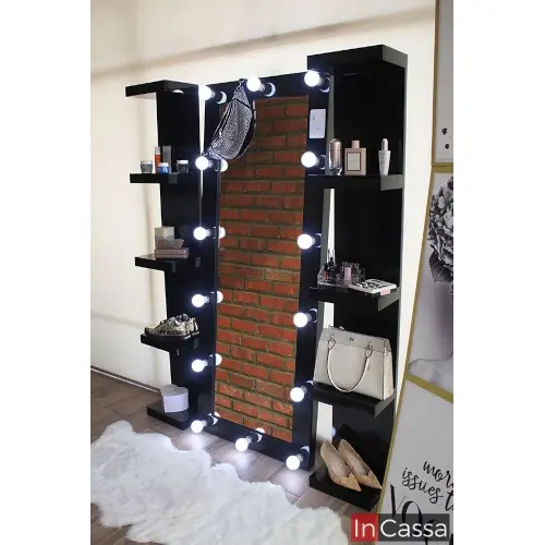 Elegant Lighted Shoe Tower / Black Footwear Display / Vertical Storage with Lights