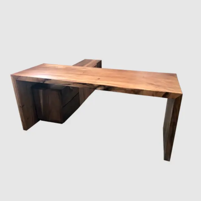 Custom Parota Office Desk / Exotic Wood Workstation / Parota Slab Desk