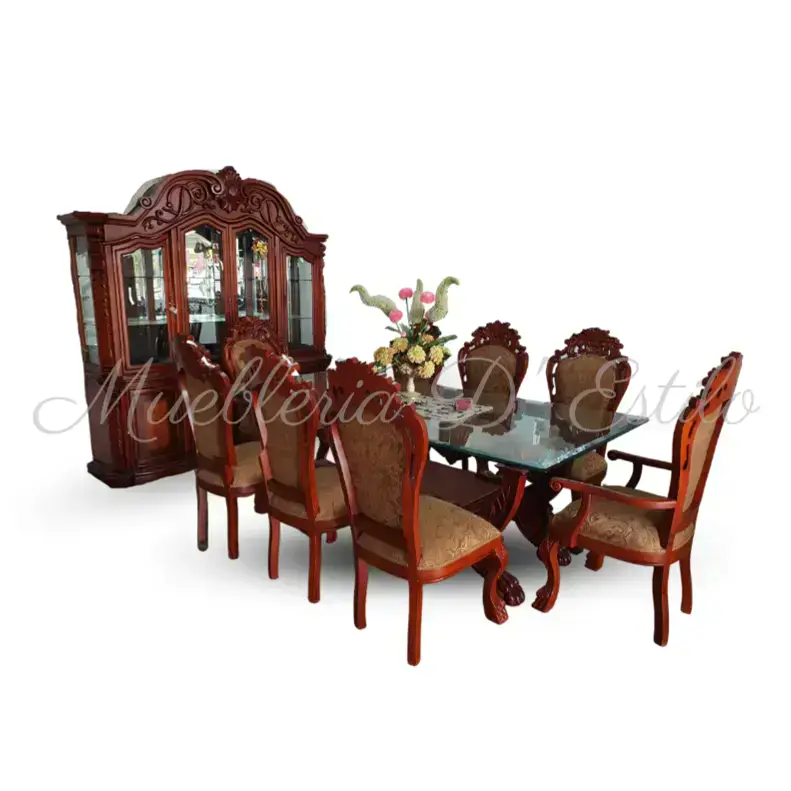 Elegant Wooden Dining Sets / Stylish Wood Dining Furniture / Dining Table With Glass Countertop