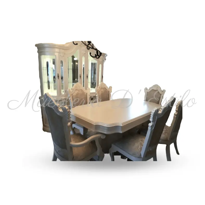 Elegant Wooden Dining Sets / Stylish Wood Dining Furniture / Dining Table With Glass Countertop