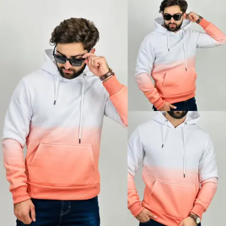 Ombre Fleece Tops / Two-Color Gradient Hoodies / Men's Transition Sweatshirts